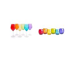 Excelsa Brunch Time Set CÃ¡liz 6 Uds. & San JosÃ¨ - Juego de 6 vasos de agua, cristal, multicolor
