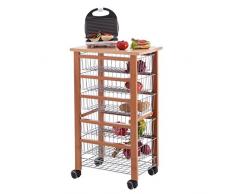 Arredamenti Italia Carrito de Cocina Oliver, Madera - 6 cestas - Color: Madera de Cerezo Ar-It il Cuore del Legno