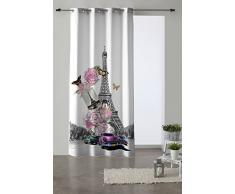 Martina Home Glamour Cortina con ollaos, Tela, Gris, 140 x 280 cm