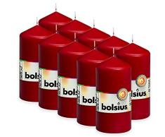 Bolsius Velas lisas, color rojo vino, juego de 10 unidades, velas decorativas para el hogar, longitud de combustiÃ³n de 33 horas, sin perfumar, cera vegetal natural, 12 x 6 cm