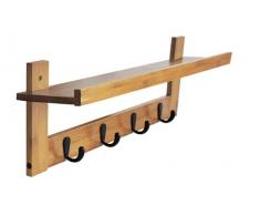 Box and Beyond Yaka â Perchero de bambÃº y metal â 5 ganchos y 1 estante â Para fijar a la pared â Natural/negro â 56 x 12 x 18 cm