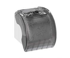 Relaxdays Portarrollos Estante y Tapa, Soporte de plástico para Papel higiénico (Alto x Ancho x Profundidad): 15 x 13,5 x 15 cm, Gris/Blanco, 80% 20%, 1 Unidad