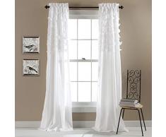 Lush Decor Avery - Juego de Cortinas con Volantes y Estilo Vintage Chic para Sala de Estar, Comedor, Dormitorio (par), 84 x 54 Pulgadas, Color Blanco