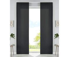 Gardinenbox Juego de 2 Cortinas correderas de Microfibra, 245 x 60 cm, Color Negro Mate