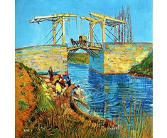 Legendarte Cuadro Lienzo, Impresión Digital - El Puente Langlois De Arles Vincent Van Gogh, cm. 90x90 - Decoración Pared