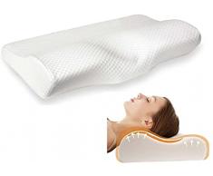 edihome, Almohada Cervical, Viscoelastica, 50x30x10, Memory Foam, con Doble Funda de AlgodÃ³n, HipoalergÃ©nica