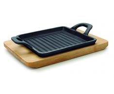 Lacor 25875 - Mini plancha grill cuadrada magma 19.5 x 14 x 1.7 cm hierro fundido, color negro