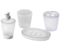 Juypal 989 - Set de Vasos con jabonera para encimera, 4 Piezas, Color Blanco