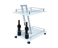 Haku Moebel 89153 - Carrito de Cocina Acero/Madera MDF, 60 x 40 x 72 cm, Acero, Cromo y Blanco, 60 x 40 x 72 cm