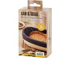 RBV Birkmann, 700666, Laib und Seele, Bezug fÃ¼r GÃ¤rkÃ¶rbchen, lÃ¤nglich, Klein 700666-Funda para cestas de fermentaciÃ³n (tamaÃ±o pequeÃ±o), diseÃ±o de LAI y Lago, algodÃ³n, Gris, 25 cm x 18 cm x 1 cm