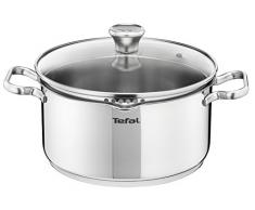 Tefal A70546 Olla con Tapa, 24 Cm, Acero Inoxidable/Cristal, Plateado/Transparente