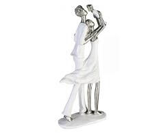 Casablanca - Figura de Escultura de la Felicidad de los Padres - Familia - Blanco/Plata - Altura 35 cm