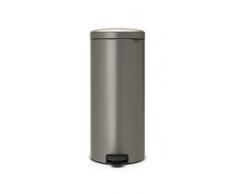 Brabantia Bin newIcon Cubo de Basura con Pedal, Acero Inoxidable, Platinum, 30 l