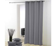 Douceur dIntÃ©rieur - 1603521, Cortina con Anillas, 140 X 280 Cm, Essentiel, PoliÃ©ster Liso, Gris