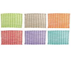 Villa dEste Wave Juego de 6 Manteles Individuales de Rafia, en Varios Colores