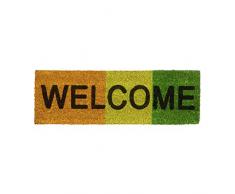 Relaxdays Felpudo Welcome para la Entrada del hogar, 1.5 x 75 x 25 cm, Fibra de Coco y PVC, Antideslizante, Color Verde, Tela, 1,5 x 75 x 25 cm