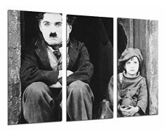 Cuadros Camara Poster Fotográfico Cine Mudo Antiguo Vintage Blanco y Negro, Chaplin Tamaño total: 97 x 62 cm XXL, Multicolor