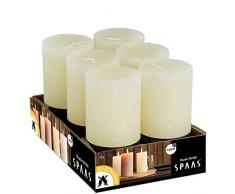 Spaas - Velas de Cera de parafina (6 Unidades, 70 x 130 mm), Color Marfil