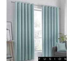 Fusion - Strata - Par de Cortinas con Ojales - 229 cm de Ancho x 229 cm de Largo, Azul Verdoso