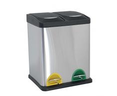 MSV MS265 - Papelera de inox clasificadora, 2 compartimentos, 31x26,5x39,5cm