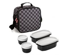 TATAY Urban Food Casual - Bolsa tÃ©rmica porta alimentos con 4 tapers hermÃ©ticos incluidos, 3 litros de capacidad, Gris /Negro, 22.5 x 10 x 22 cm