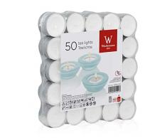 WiedemannÂ âÂ 50Â Flat Pack Velas, Cera, Blanco, 2Â x 3.9Â cm