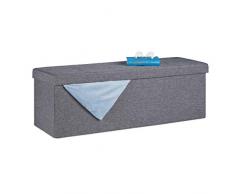Relaxdays Banco de Almacenamiento Plegable Acolchado con Divisor, 130 l, Pasillo, Dormitorio, baÃºl, Color Gris Oscuro