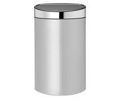 Brabantia Touch Bin Cubo de Basura, 40 litros, Gris Metalizado y Tapa Acero Brillante