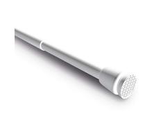 Levivo Barra de cortina, también como barra para cortinas de ducha o perchero, largo variable debido a la sencilla barra telescopio extensible, de aluminio cromado, 70-120 cm, Blanco