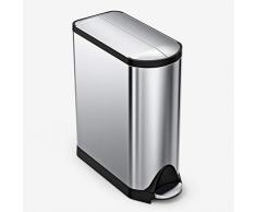 simplehuman, cubo de reciclaje mariposa, acero inoxidable cepillado, 40 L (20/20)