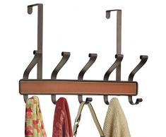 InterDesign Perchero Organizador para Colgar sobre Perfil de Puerta, Steel, PU Leather, Plastic, Marrón, 46.23x10.19x29.01 cm