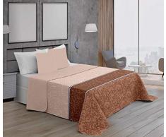 ForenTex Colchas Taiti Beige Cama 150 Reversible Termo Estampadas Verano rimavera con Funda Cojines, 3
