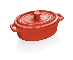 WAS 4954 160 - Cocotte de gres con Tapa (16 x 9,3 x 5 cm, 24 Unidades), Color Rojo