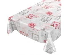 ANRO Hule Mantel Encerado Mesa Mantel de Hule Lavable Rosas rústico Antiguo Gris 180 x 140 cm, Borde de Corte