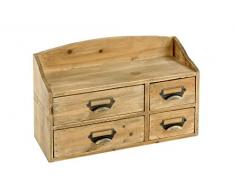 Geko Shabby Chic Armario con 4 cajones, Madera, marrón, Small