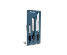 Arcos 807710 Juego Cuchillos Cocina 3 piezas, Acero_Inoxidable, negro