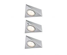 Paulmann Furniture Triangle 93572 Luminaria para Muebles LED con Sensor de Prox, cuad, Incl. 3x2,8 W Armario, Acero Mate, Metal, Cristal, lÃ¡mpara Cocina 2700 K, 8.4 W, Hierro mateado