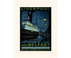 Pyramid International Liverpool y Belfast-Mounted impresión Memorabilia 30 x 40 cm, Papel, Multicolor, 30 x 40 x 1,3 cm