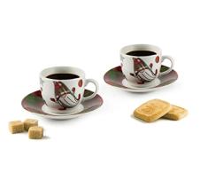 Excelsa Tartan Gnome - Juego de 6 tazas de cafÃ© con plato