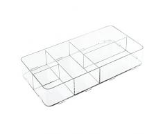 InterDesign Clarity Organizador de cajones, contenedor plástico Extra Grande con 5 divisiones para organizar cajones, Transparente