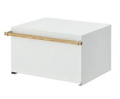 YAMAZAKI Home Panera â Soporte encimera de Cocina | Acero + Madera | Almacenamiento de Alimentos, Blanco