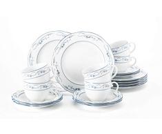 Seltmann Weiden 18 Piezas | Set para 6 Personas | Serie Desiree Blanco | Servicio Incluye Cada 6 Plato de Desayuno, Taza, platillo de cafÃ©, 0.21 litros, Porcelana, Azul