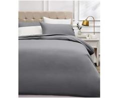 AmazonBasics - Juego de funda nórdica de satén de algodón de 400 hilos - 200 x 200 cm/ 50 x 80 cm x 2, Gris oscuro
