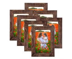 PETAFLOP Marcos de Fotos 10x15 cm, Juego de 7 marcos de fotos originales de madera Marrón, para Decoracion en la Pared o en la Mesa
