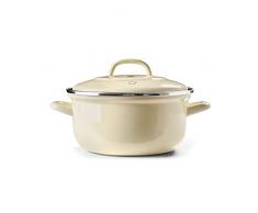 BK Indigo Dutch Oven Olla Redonda de acero esmaltado holandÃ©s con tapa, 22 cm/3.3 litros, apta para inducciÃ³n, horno y lavavajillas, color crema