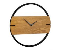 Relaxdays 0 Pared, Efecto Madera, Moderno, AnÃ¡logo, Reloj Redondo, Cocina, SalÃ³n, Pasillo, Ã 30cm, MarrÃ³n y Negro, Hierro 50% Tablero de Fibra, 1 Pieza