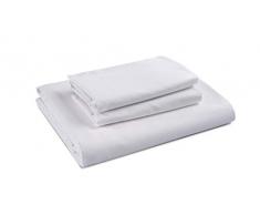 AmazonBasics - Juego de ropa de cama con funda de edredón, de satén, 260 x 240 cm / 65 x 65 cm x 2, Blanco