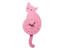 Fisura â Reloj de Gato con Cola. Reloj de Pared Original. Reloj de Pared silencioso de 46 x 8 centÃ­metros. Madera y ABS. 1 Pila AA (no incluida)Â (Rosa)