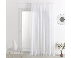 HomeMaison.com Visillo Liso Efecto Lino, Blanco, 290 x 240 cm