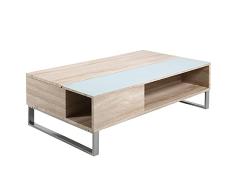 Selsey Kostrena - Banco / Mesa de centro - 110x60 cm - roble sonoma con inserto de vidrio - moderno